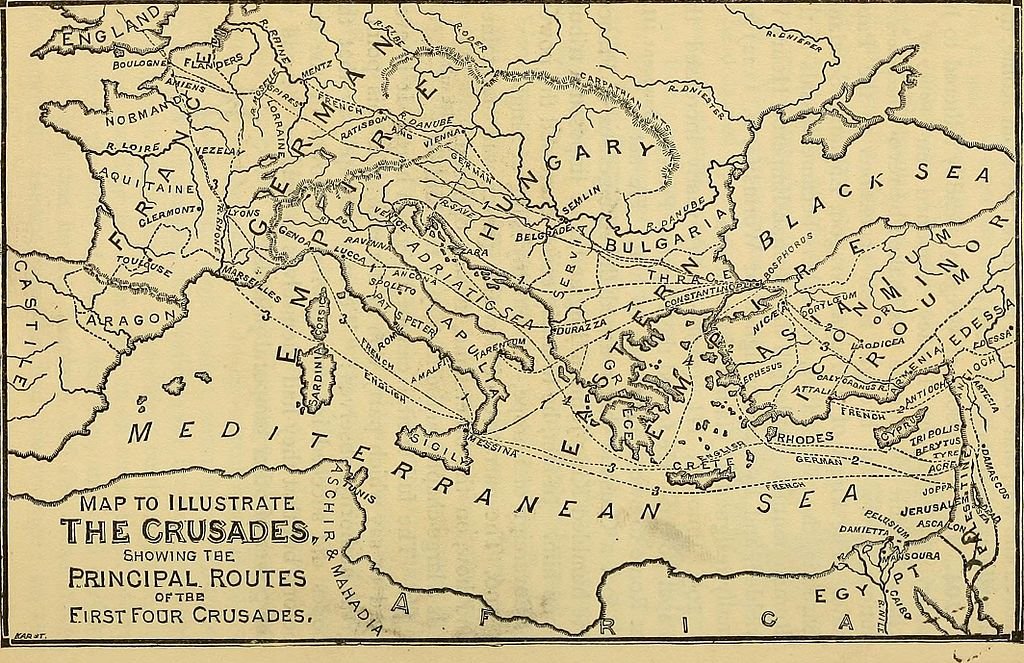 Mapa das primeiras cruzadas